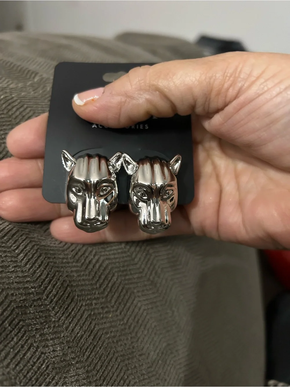 Akira Panther earrings pierced silver tone